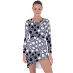 Abstract Nature Black White Asymmetric Cut-Out Shift Dress