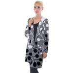 Abstract Nature Black White Hooded Pocket Cardigan