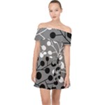 Abstract Nature Black White Off Shoulder Chiffon Dress