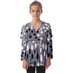 Abstract Nature Black White Kids  V Neck Casual Top