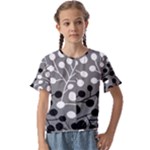 Abstract Nature Black White Kids  Cuff Sleeve Scrunch Bottom T-Shirt