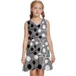 Abstract Nature Black White Kids  Sleeveless Tiered Mini Dress
