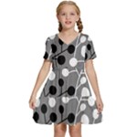 Abstract Nature Black White Kids  Short Sleeve Tiered Mini Dress