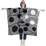 Abstract Nature Black White Women s Hooded Rain Ponchos