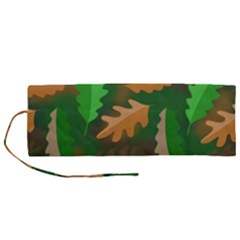 Leaves Foliage Pattern Oak Autumn Roll Up Canvas Pencil Holder (M) from UrbanLoad.com