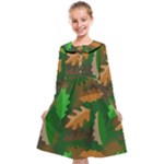 Leaves Foliage Pattern Oak Autumn Kids  Midi Sailor Dress
