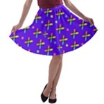 Abstract Background Cross Hashtag A-line Skater Skirt