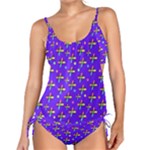 Abstract Background Cross Hashtag Tankini Set