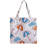 Rain Umbrella Pattern Water Zipper Grocery Tote Bag
