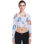 Rain Umbrella Pattern Water Long Sleeve Zip Up Bomber Jacket