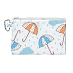Rain Umbrella Pattern Water Canvas Cosmetic Bag (Large)