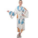 Rain Umbrella Pattern Water Maxi Velvet Kimono