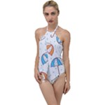 Rain Umbrella Pattern Water Go with the Flow One Piece Swimsuit