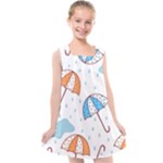 Rain Umbrella Pattern Water Kids  Cross Back Dress