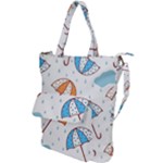 Rain Umbrella Pattern Water Shoulder Tote Bag