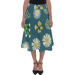 Drawing Flowers Meadow White Perfect Length Midi Skirt