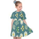 Drawing Flowers Meadow White Kids  Sailor Dress