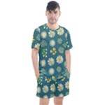 Drawing Flowers Meadow White Men s Mesh T-Shirt and Shorts Set