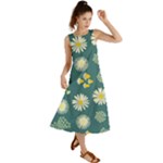 Drawing Flowers Meadow White Summer Maxi Dress