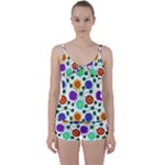 Bloom Plant Flowering Pattern Tie Front Two Piece Tankini