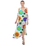 Bloom Plant Flowering Pattern Maxi Chiffon Cover Up Dress