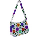 Bloom Plant Flowering Pattern Zip Up Shoulder Bag