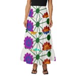 Bloom Plant Flowering Pattern Tiered Ruffle Maxi Skirt