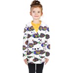 Fish Abstract Colorful Kids  Double Breasted Button Coat