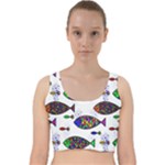 Fish Abstract Colorful Velvet Racer Back Crop Top