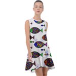 Fish Abstract Colorful Frill Swing Dress