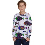 Fish Abstract Colorful Kids  Crewneck Sweatshirt