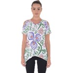 Bloom Nature Plant Pattern Cut Out Side Drop T-Shirt