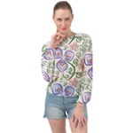 Bloom Nature Plant Pattern Banded Bottom Chiffon Top