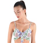 Bloom Nature Plant Pattern Woven Tie Front Bralet
