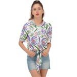 Bloom Nature Plant Pattern Tie Front Shirt 