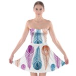 Pen Peacock Colors Colored Pattern Strapless Bra Top Dress
