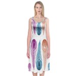 Pen Peacock Colors Colored Pattern Midi Sleeveless Dress