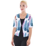 Pen Peacock Colors Colored Pattern Cropped Button Cardigan