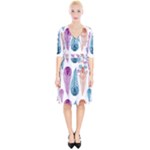 Pen Peacock Colors Colored Pattern Wrap Up Cocktail Dress