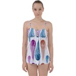 Pen Peacock Colors Colored Pattern Babydoll Tankini Top