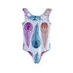 Pen Peacock Colors Colored Pattern Kids  Frill Swimsuit