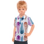Pen Peacock Colors Colored Pattern Kids  Polo T-Shirt