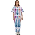 Pen Peacock Colors Colored Pattern Kids  T-Shirt and Pants Sports Set
