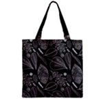 Leaves Flora Black White Nature Zipper Grocery Tote Bag