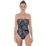 Leaves Flora Black White Nature Tie Back One Piece Swimsuit