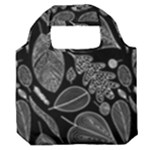 Leaves Flora Black White Nature Premium Foldable Grocery Recycle Bag