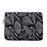 Leaves Flora Black White Nature 13  Vertical Laptop Sleeve Case With Pocket