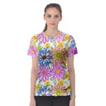 Bloom Flora Pattern Printing Women s Sport Mesh T-Shirt