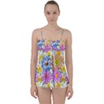 Bloom Flora Pattern Printing Babydoll Tankini Top