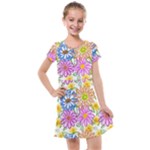 Bloom Flora Pattern Printing Kids  Cross Web Dress